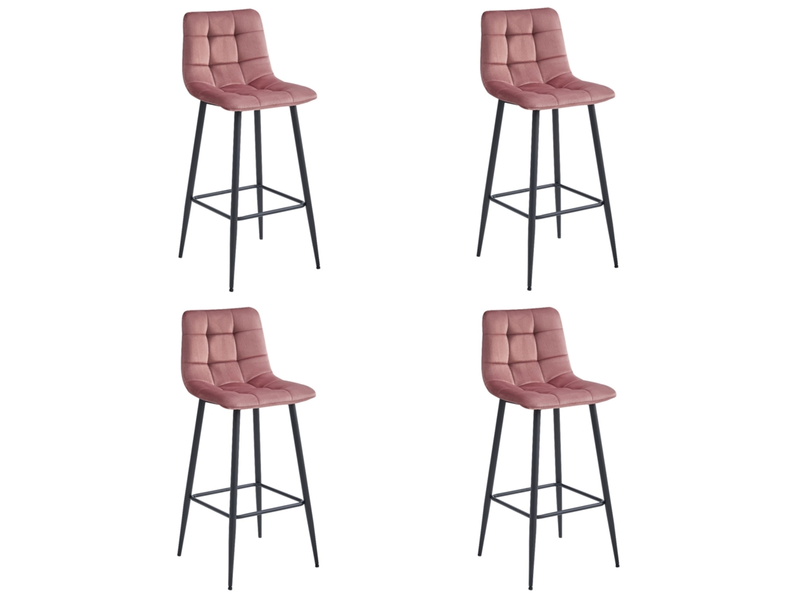 Banco Arceto Terciopelo Rosa Oscuro / Patas Negras X 4 Leobert