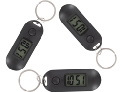 Reloj Digital Bolsillo Silencioso Negro 3 Piezas Plástico Portátil Estudiantes Examen Mochila Colgante Llavero