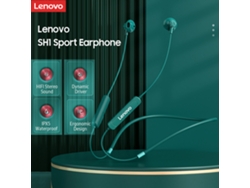 Auriculares deportivos inalámbricos Lenovo SH1 BT5.0 con reducción de ruido dual, controlador dinámico, resistencia al agua IPX5 y auriculares intraaurales ergonómicos.