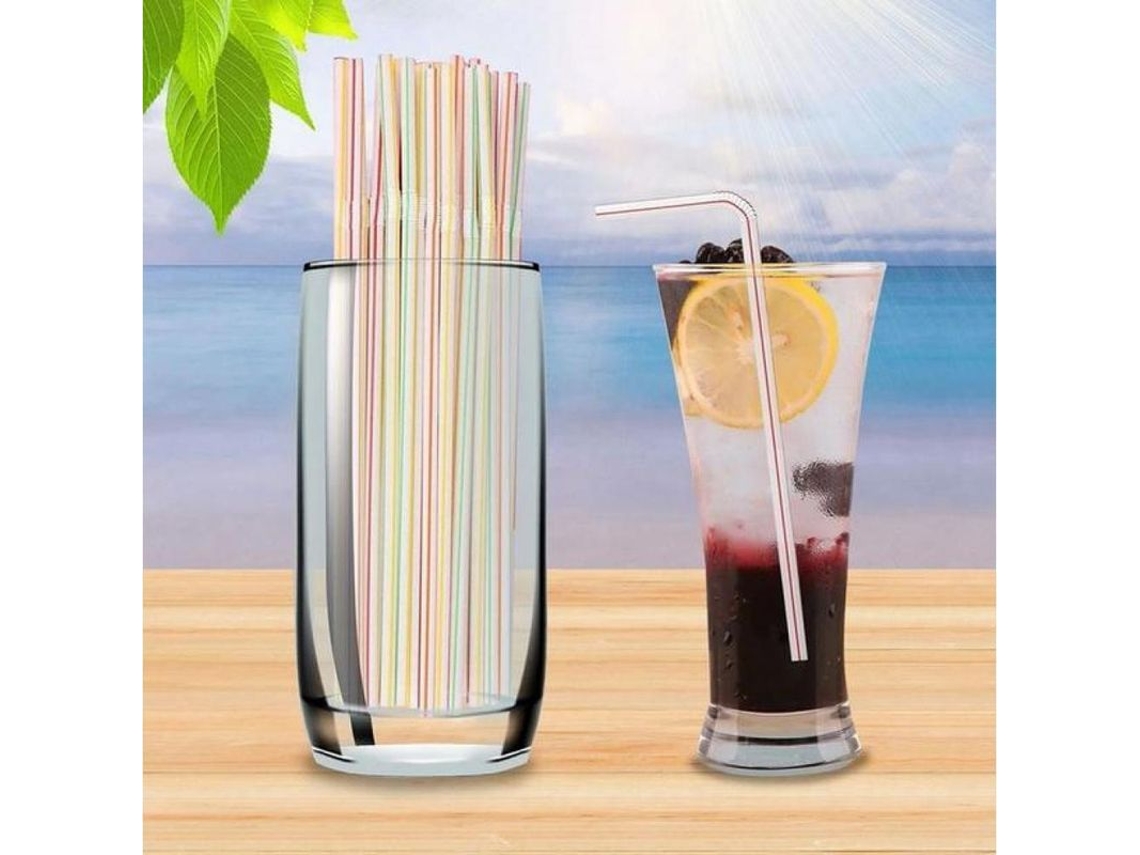 1000 Pajitas Plásticas Negras Flexibles Para Fiesta Cumpleaños Boda Verano Bar Bebidas Adultos Niños 24cm