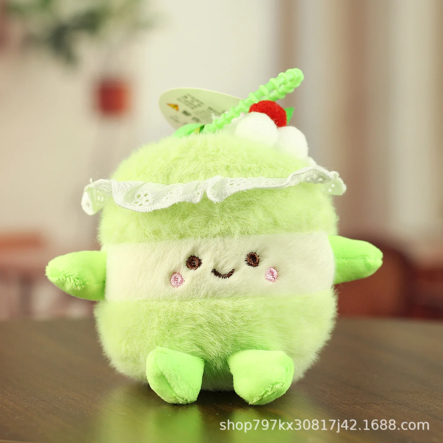 (verde) Lindo Llavero De Peluche De Rollo De Postre Con Dibujos Animados De Rollo De Pastel De Peluche Suave