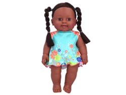 Ats-muñeca Africana Negra Realista Bonita Para Niños Juguete De Rol Regalo 30cm Falda Azul Naranja (q1209)