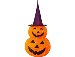 Decoración De Calabaza Plegable De 90 Cm Para Halloween Con Sombrero Morado Para Uso En Interiores Y Exteriores.