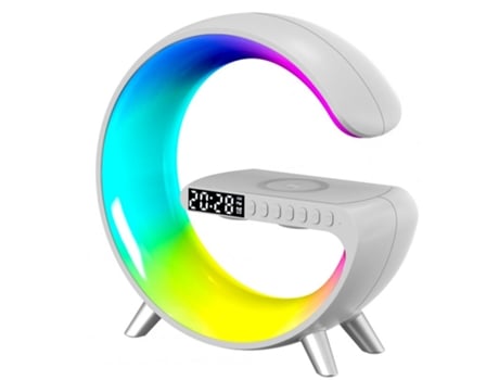 Altavoz Bluetooth Despertador inteligente 15W Cargador de teléfono inalámbrico Luz nocturna Lámpara de escritorio RGB Enchufe colorido de la UE