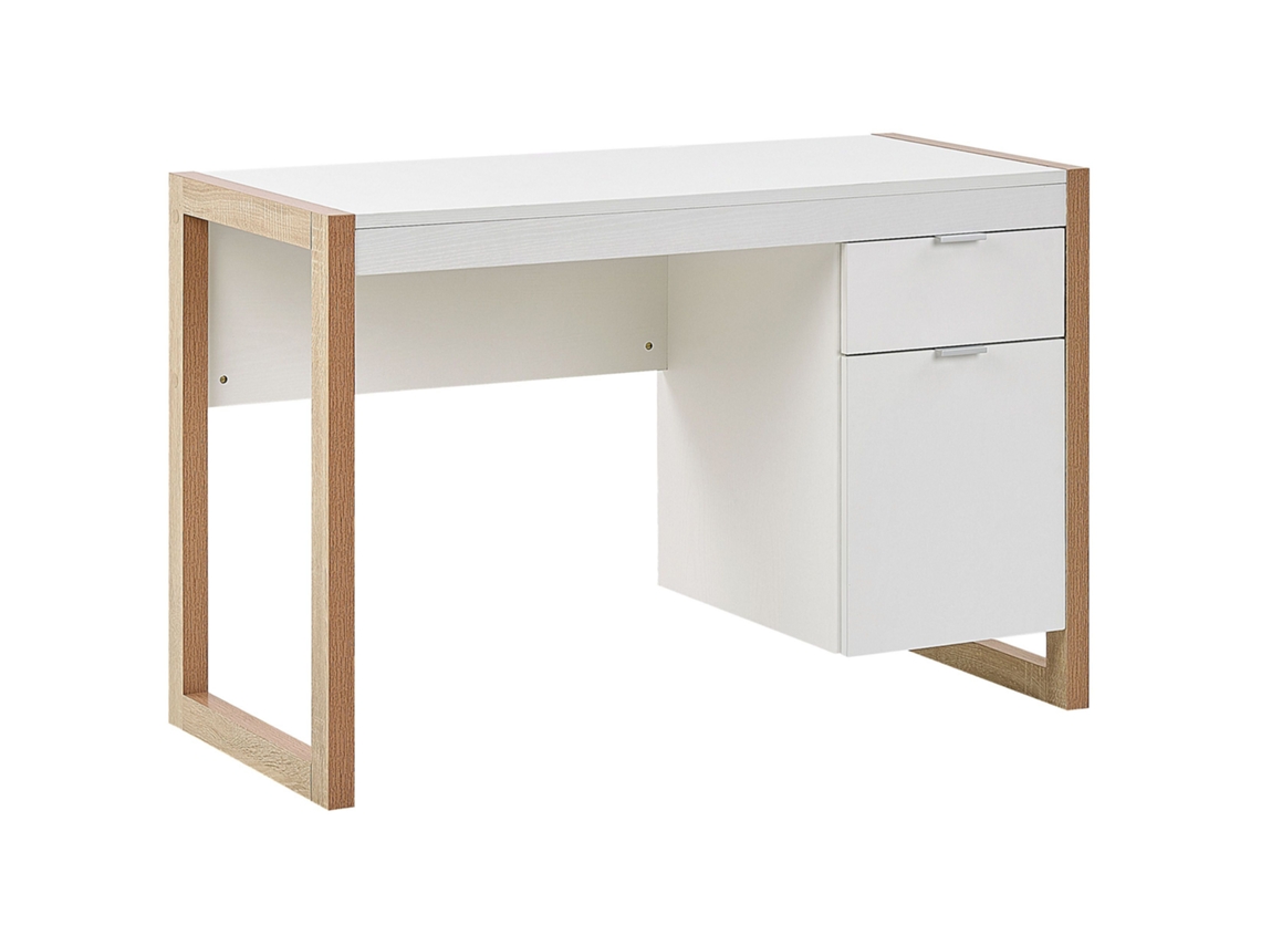 Escritorio BELIANI Johnson de Tablero de fibra Blanco 112x50x76
