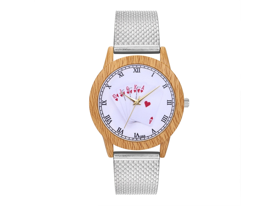 Reloj De Pulsera De Cuarzo Para Mujer Con Bisel Redondo Y Correa De Pu Con Estampado Animal (azul)