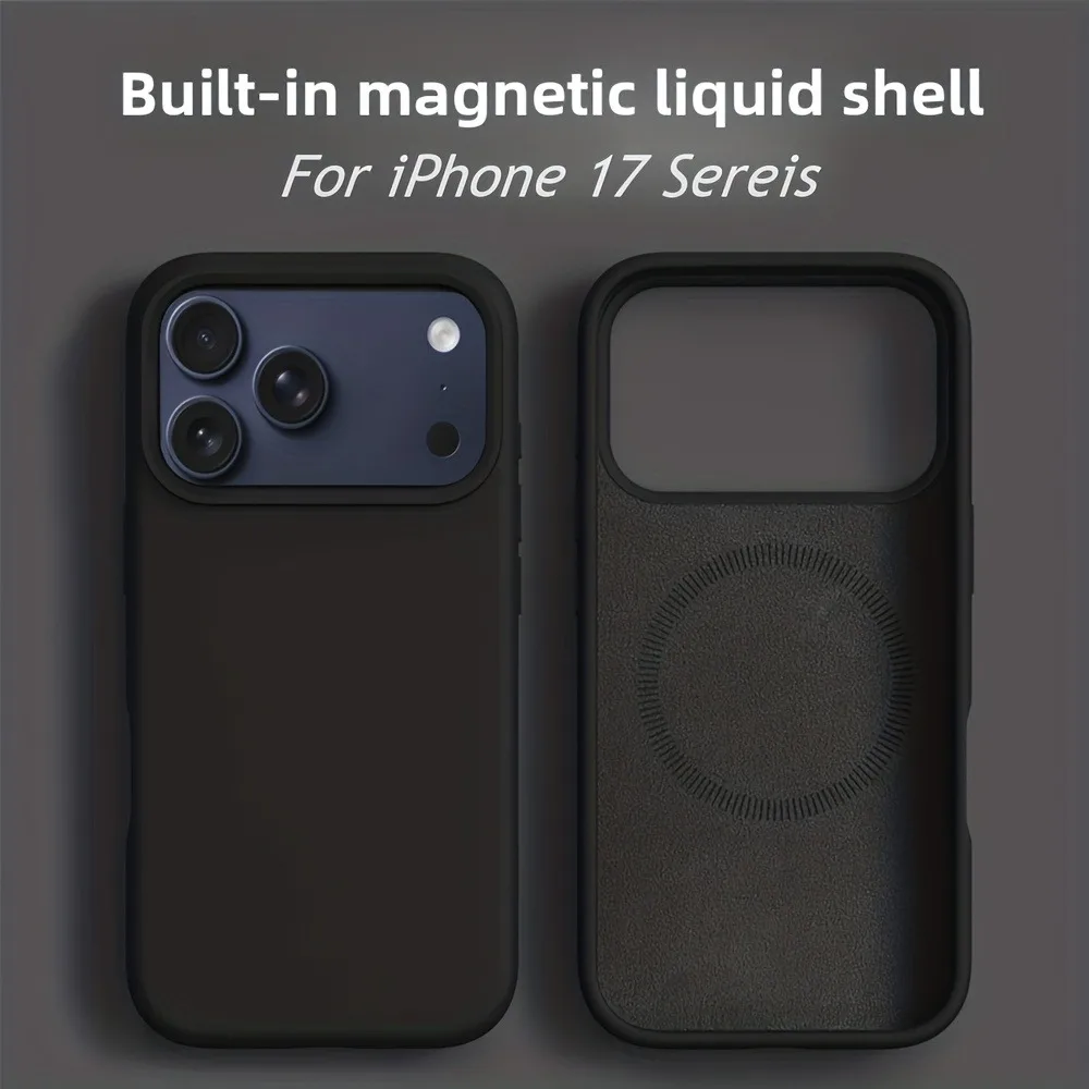 (iphone 16 Negro) Funda Magnética De Silicona Líquida Para Iphone, Compatible Con Fijación Magnética.