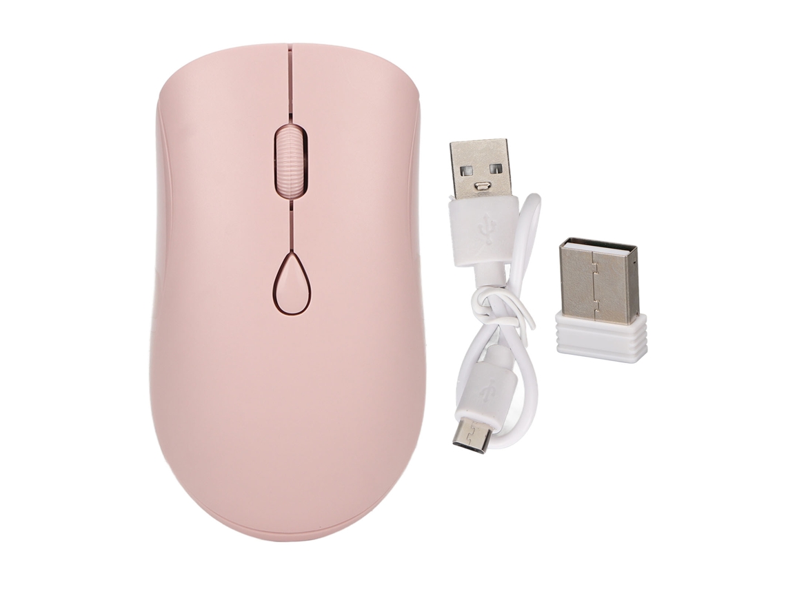 Rato Sem Fio 2.4g Bluetooth 5.2 1600dpi Recarregável Ergonômico Silencioso Para Escritório Desktop Pc Rosa