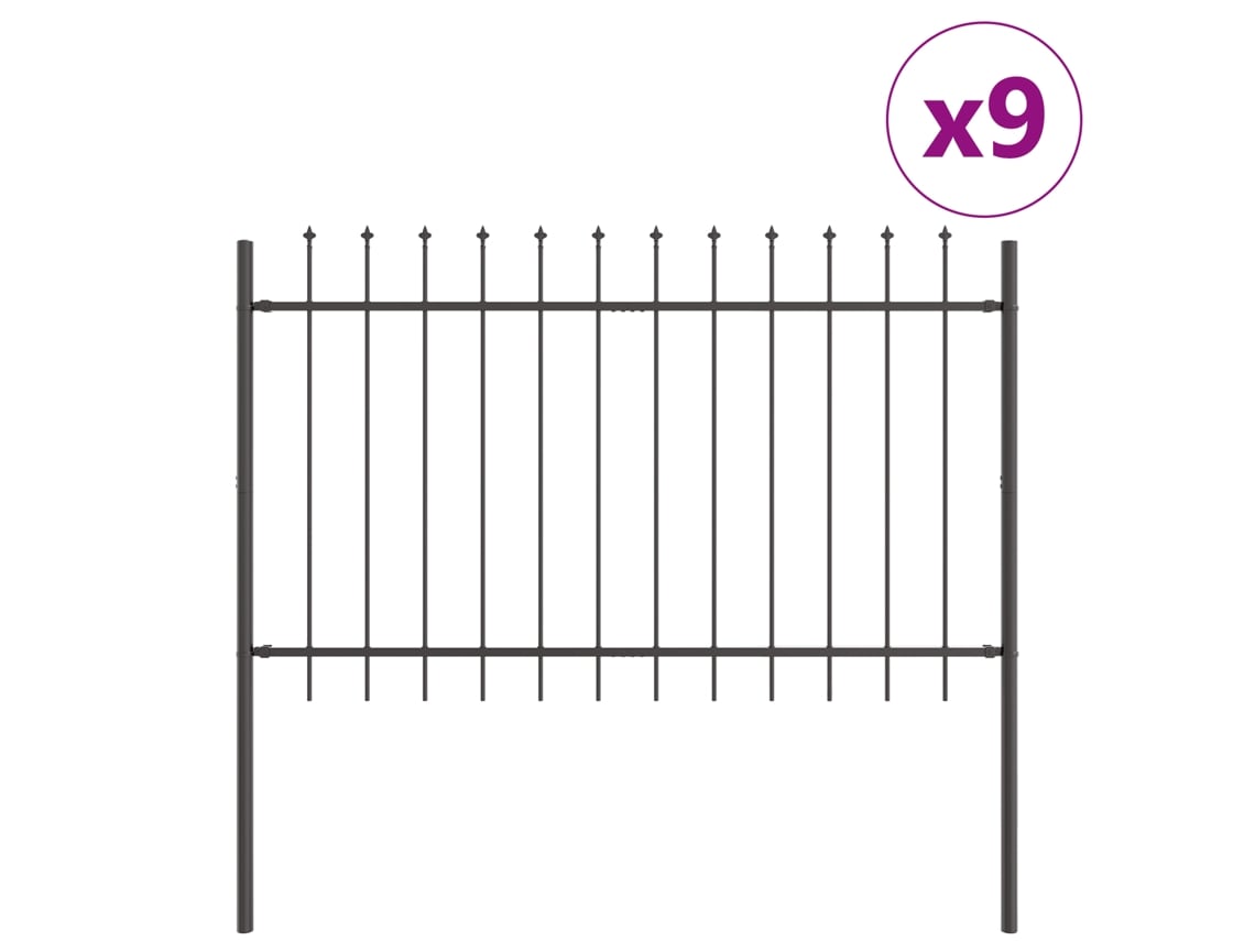 Paneles de valla metálica para exterior Vidaxl Sturdy, metal gris (170 x 3,4 x 150 cm)