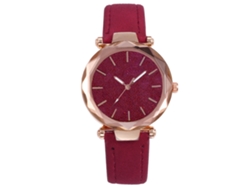 Reloj De Pulsera Vansvar Para Mujer En Piel Sintética Con Textura Mate Y Movimiento De Cuarzo Rojo.