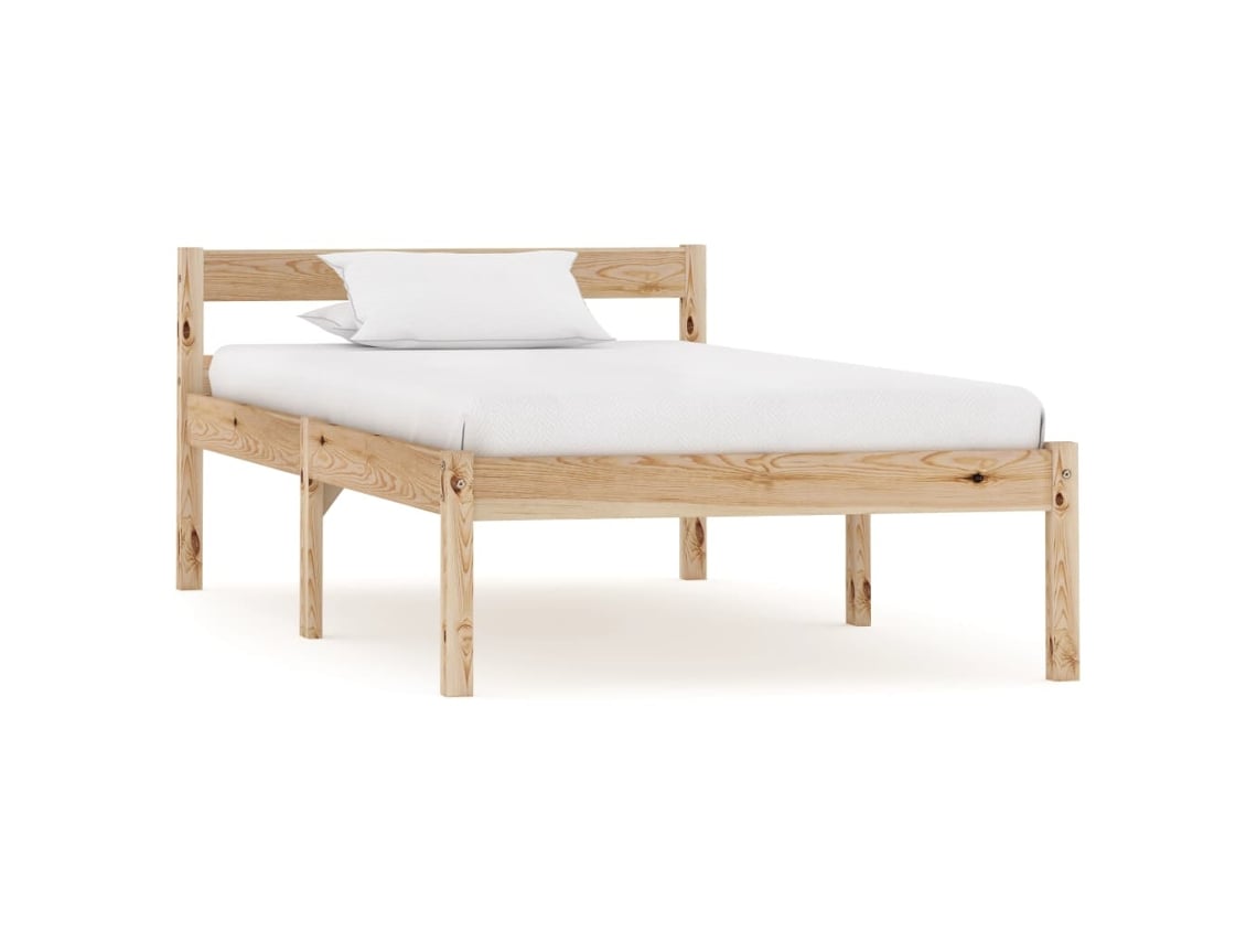 Estructura De Cama Sin Colchón Madera Maciza De Pino 100x200 Cm