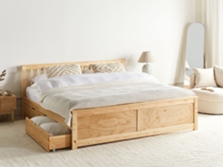 Cama doble Olendon de BELIANI en pino marrón claro 169x206x82