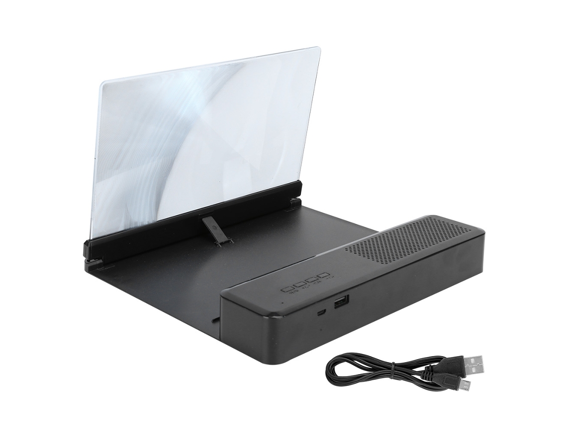 Lupa De Pantalla Para Móvil 10 Pulgadas Con Altavoz Inalámbrico Bluetooth Y Soporte Negro