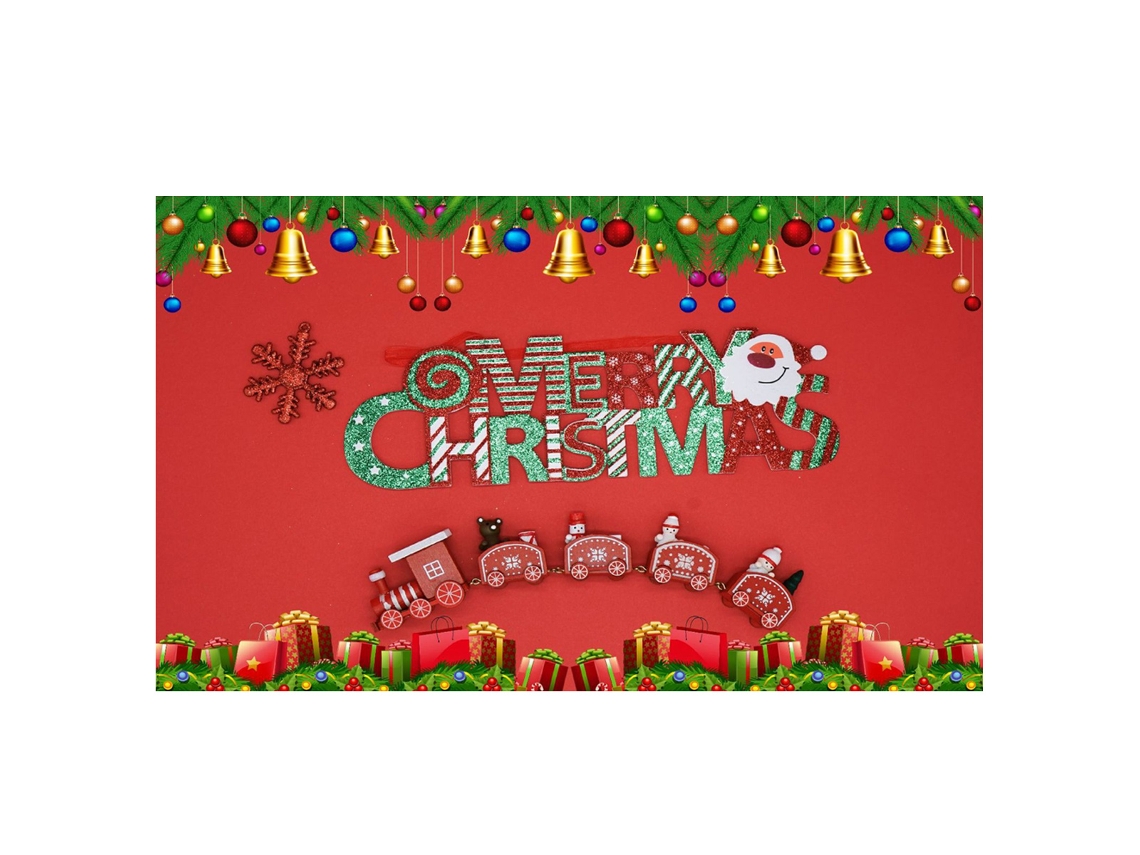 Panel decorativo navideño, fondo rojo con Papá Noel y árbol de Navidad. TRUYUETY