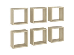 Conjunto 6 Estante de cubo VIDAXL Marrón Madera contrachapada