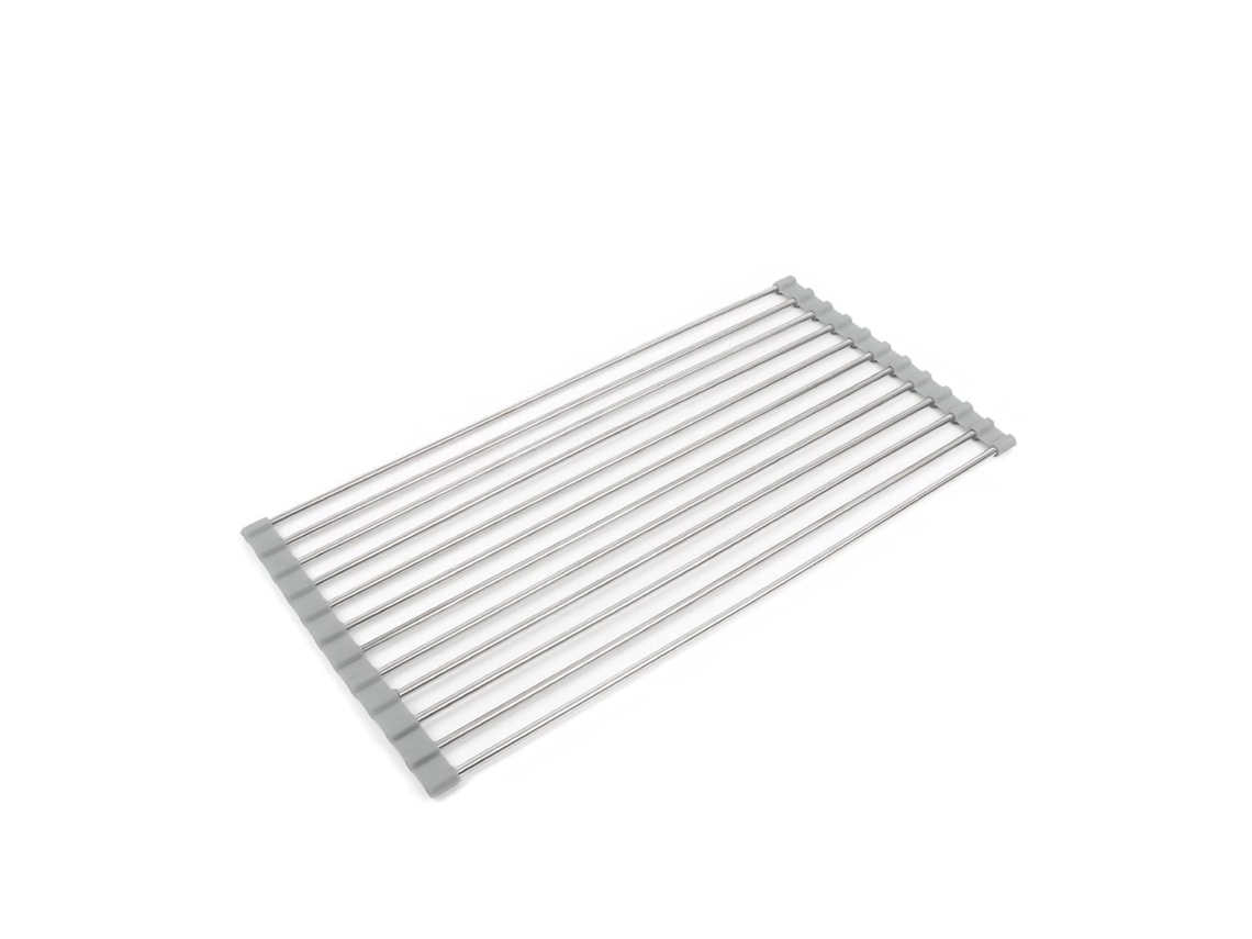 Colador plegable y enrollable de acero inoxidable de 46,5 x 23,5 cm FPLUS