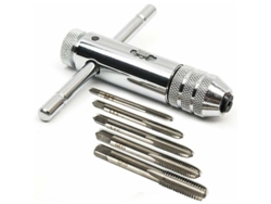 Llave de carraca ajustable con mango en T de acero rápido (HSS) con 5 brocas M3-M8 para herramientas de perforación.