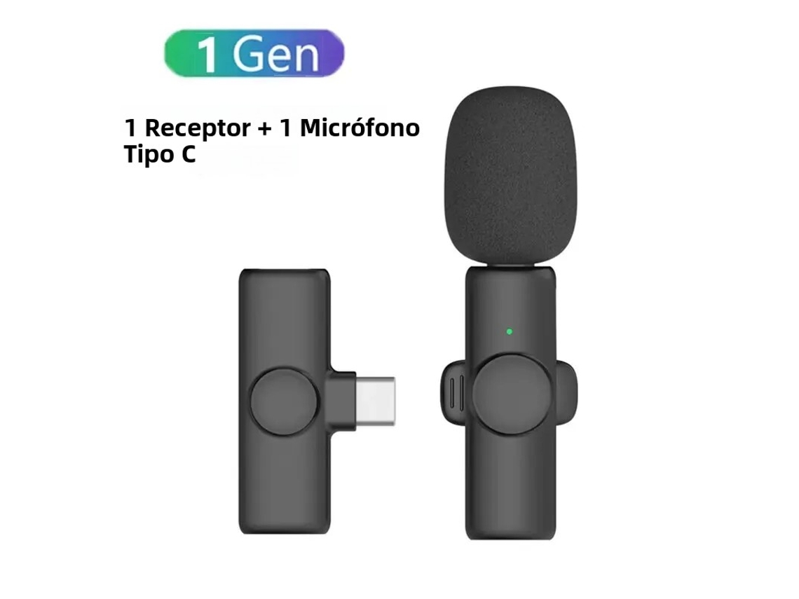Mini micrófono de solapa inalámbrico, compatible con grabación de audio y video, con clip. Mdug (tipo 1 a 1)