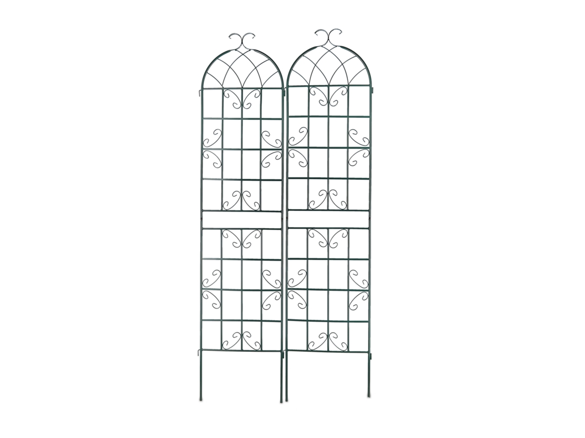 Relaxdays Soportes Para Plantas, Set De 2, 220 X 50 Cm, Enrejados Autónomos Para Trepadoras, Tutores Para Rosales, Verde