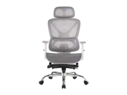 Silla de oficina Seven Comfort: diseño ergonómico, reposacabezas y reposabrazos ajustables, se reclina hasta 135°.