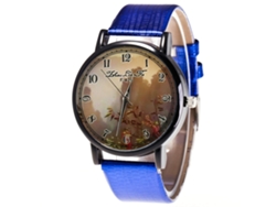 Reloj De Cuarzo Con Correa De Cuero Pu Paisaje Moda Zhoulianfa Azul
