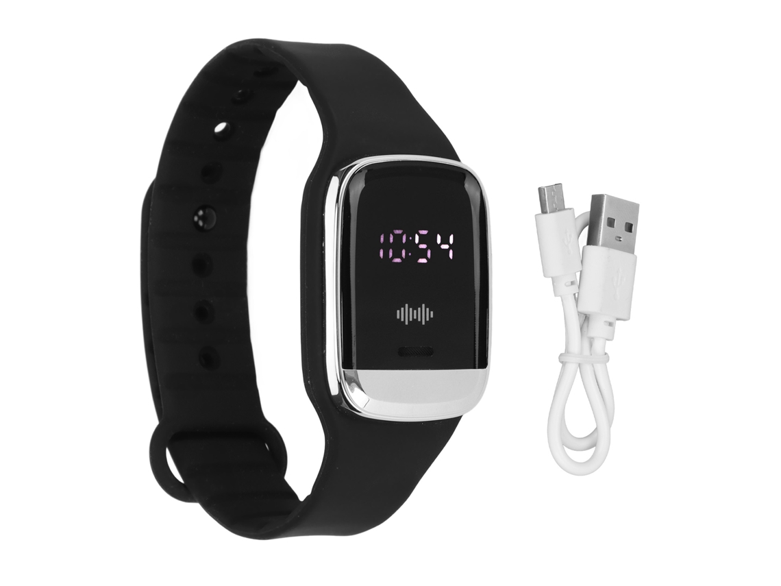 Pulsera Repelente De Mosquitos Ultrasónica Con Reloj, Pantalla De Hora Y Temperatura - Negra