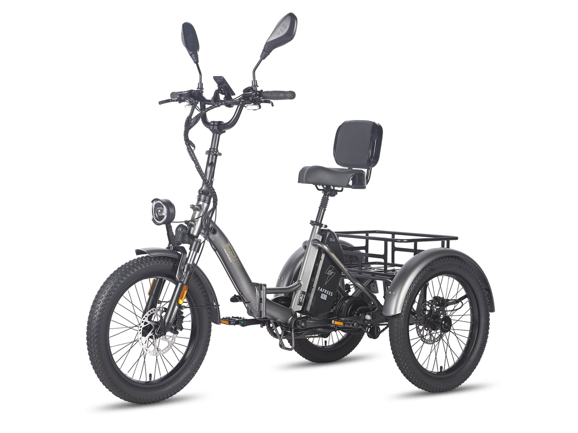 Triciclo eléctrico Fafrees F20 Mate con respaldo, motor de 500 W, batería de 48 V y 23,45 AH, neumáticos de 20 pulgadas, color gris
