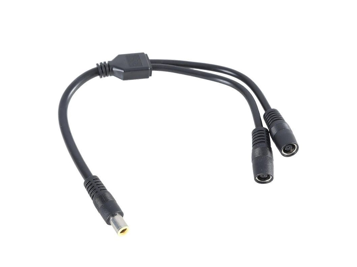 Cable Adaptador Y Dc7909 7,9x5,5mm Alimentación 1 Macho A 2 Hembras Carga Panel Solar 30cm Negro
