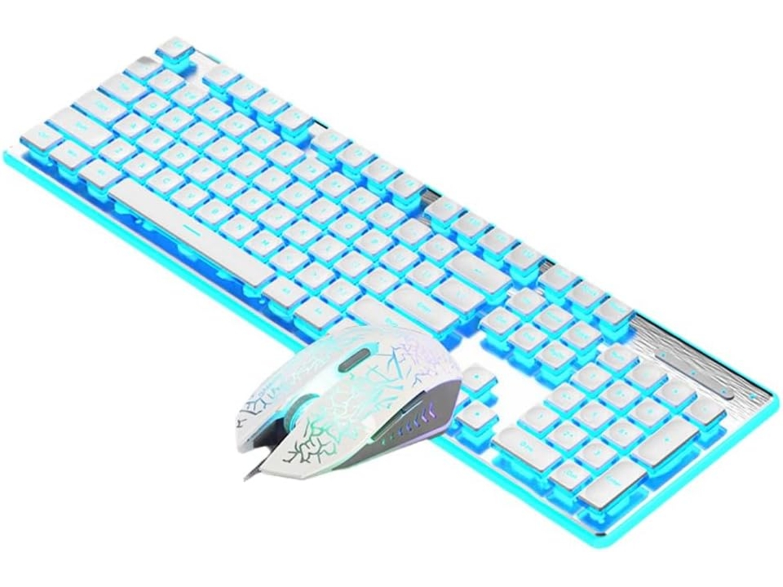Teclado Mecánico Con Cable Y Ratón Led Silencioso E Impermeable Para Deportes.