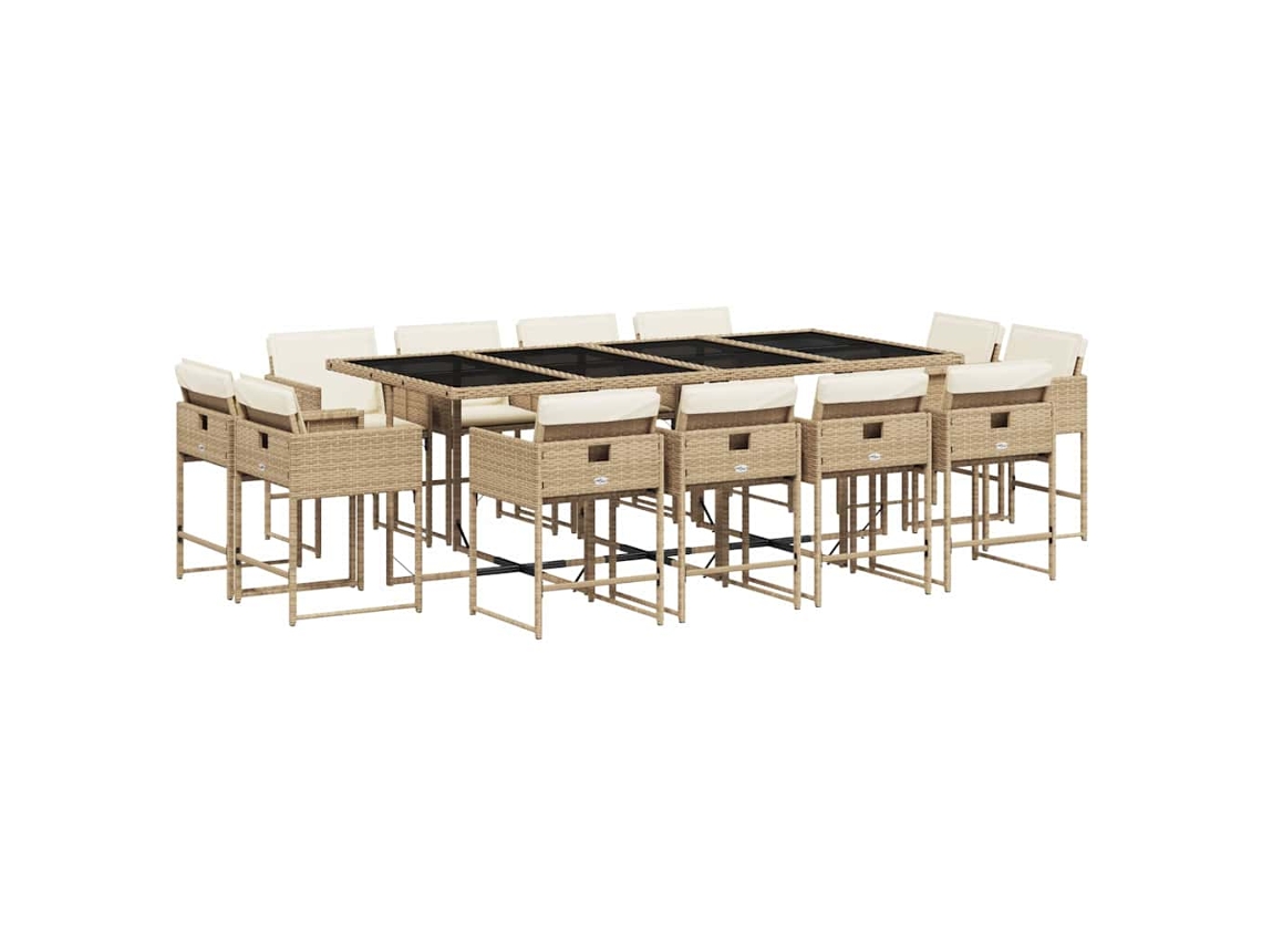 Maison Exclusive - Set Comedor De Jardín Con Cojines 13 Pzas Ratán Sintético Beige