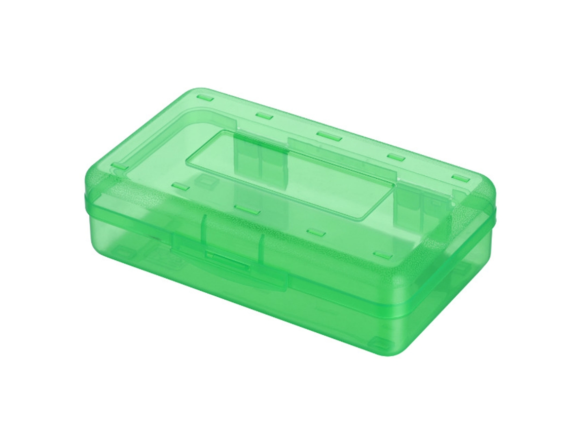 Estuche de plástico para lápices infantil de Ats con tapa de cierre resistente, gran capacidad, ideal para el colegio, color verde.