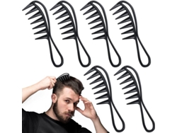 Peine De Dientes Anchos, Paquete De 6, Negro, Peine Para Peinar, Peine Para Champú, Para Cabello Grueso, Mediano Y Largo.