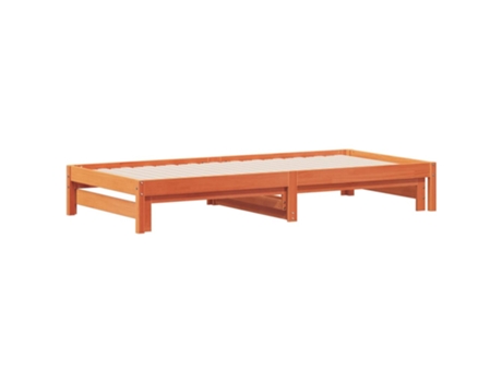 VIDAXL Sofá cama con cajón en madera de pino marrón cera (90x190 cm)
