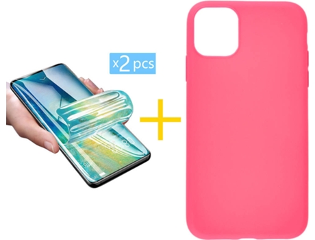 Carcasa + 2 Protectores de Pantalla para iPhone 11 Pro Max ACCETEL Rosa