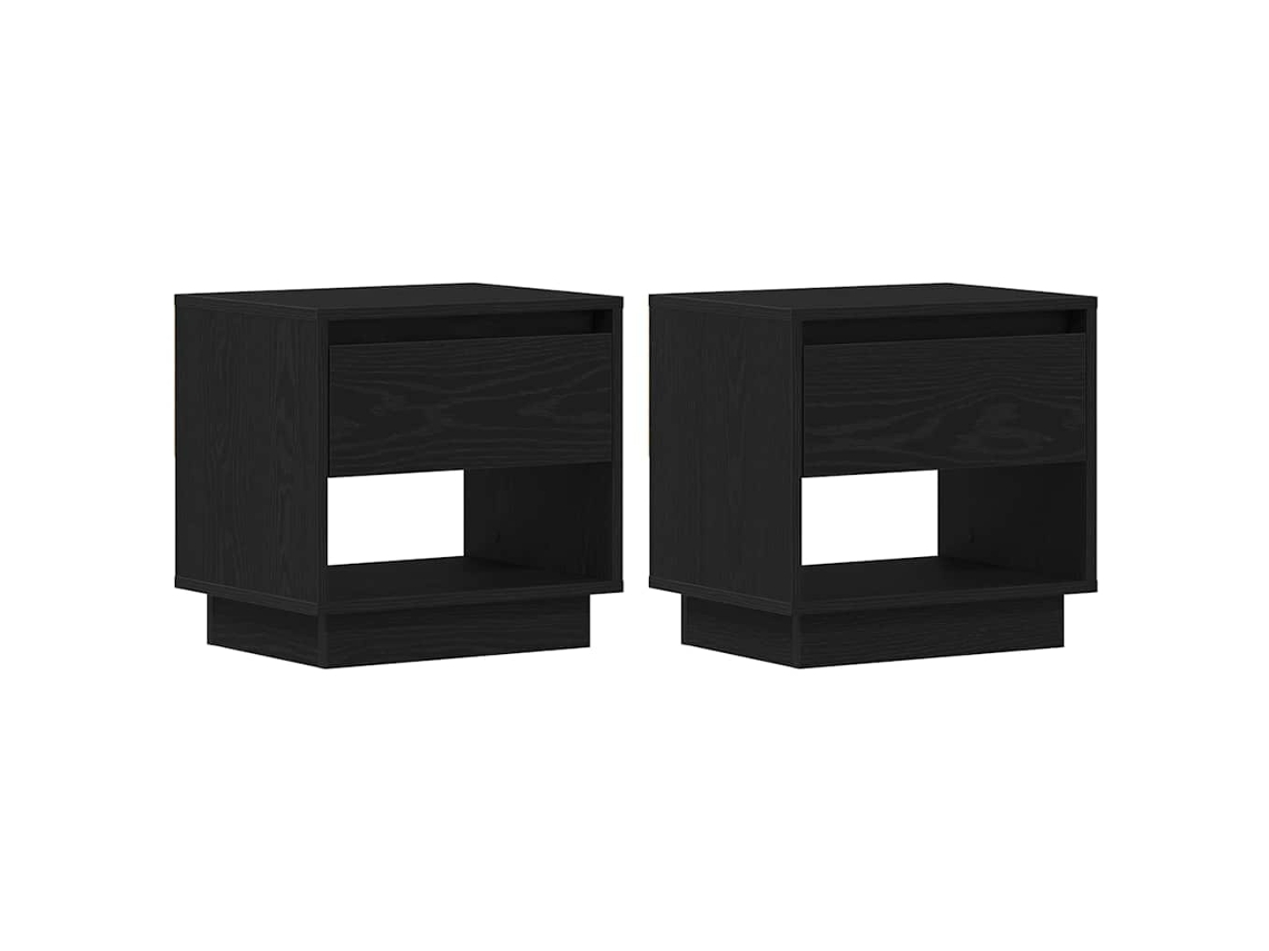 Maison Exclusive - Mesita De Noche Con Cajón 2 Pcs Roble Negro 45 X 34 X 44 Cm