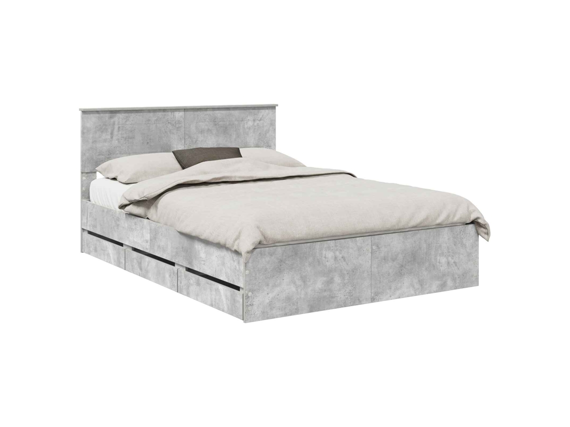 Maison Exclusive - Estructura De Cama Gris Concreto 140 X 190 Cm Madera Ingenieril