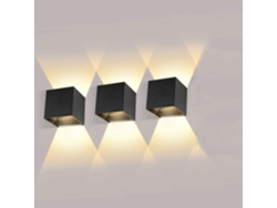 Aplique De Pared Para Interior/exterior (12 W) – Paquete De 3 Unidades – Led Blanco Cálido (2700-3000 K) – Resistencia Al Agua Ip65