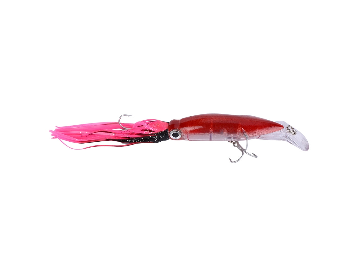 Señuelo Artificial De Calamar Hard Minnow Wobblers De 13,5 Cm Con Anzuelo Triple Para Pesca (rojo)