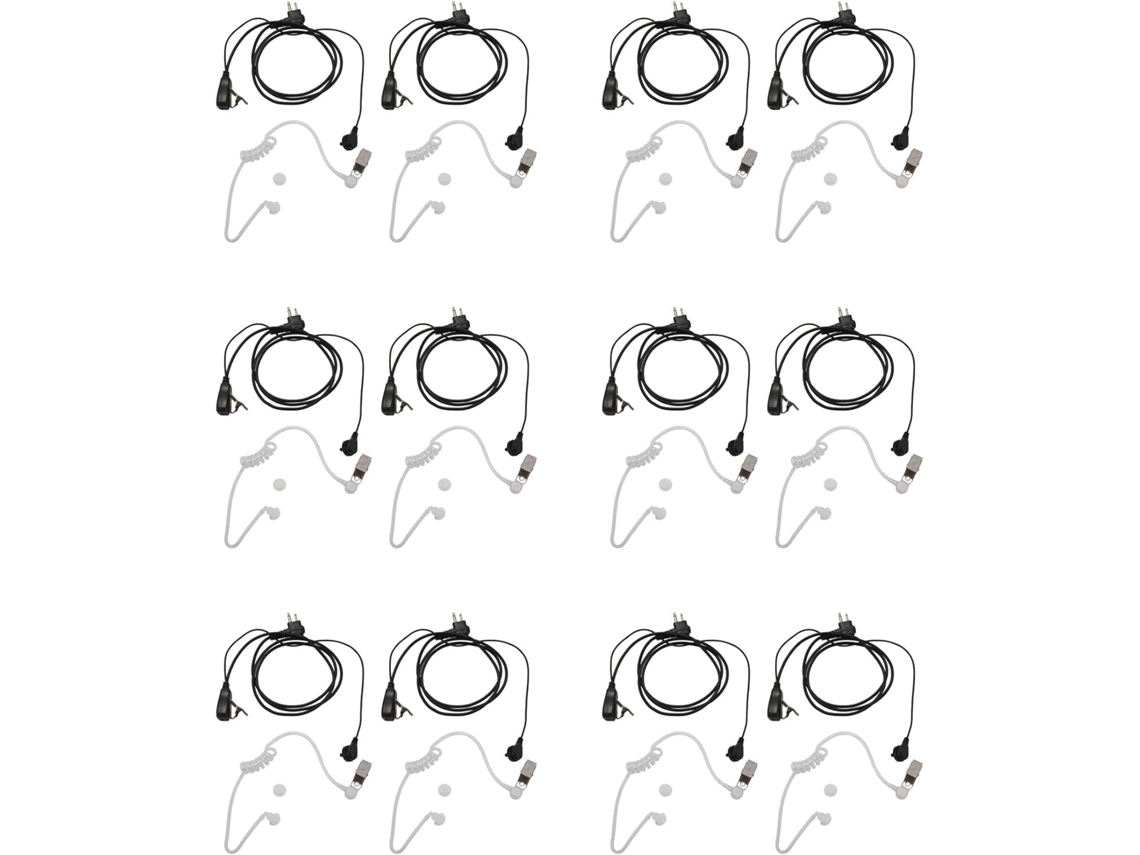 Paquete de 12 auriculares con tubo acústico discreto de 2 pines y radio bidireccional con PTT. SFUSHOS