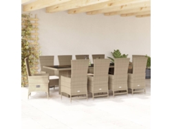 Juego de comedor de jardín de 11 piezas con cojines de mimbre beige de DKD Home Decor