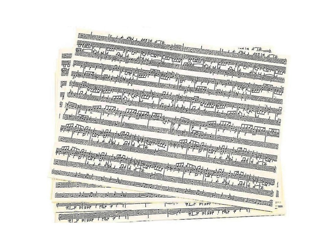 10 Hojas De Papel Kraft Tamaño A4 Con Notas Musicales | Paquete De Papel Para Manualidades