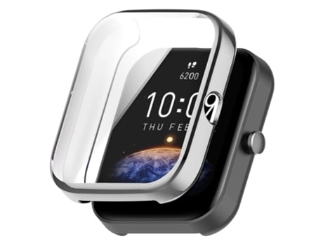 Amazfit Bip 3/Bip 3 Pro Funda protectora universal para reloj de galvanoplastia de TPU de cobertura total (Plata)
