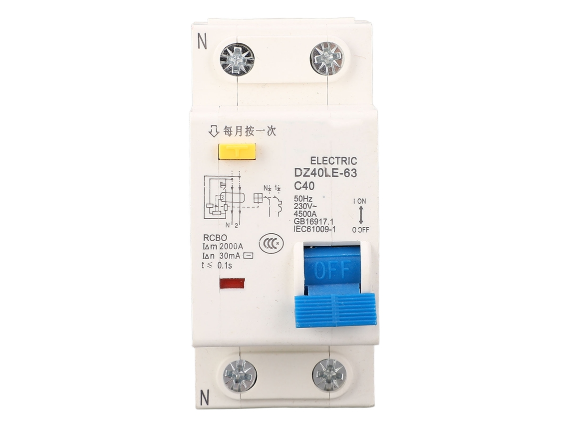 Dz40le 63 1p+n Interruptor Automático De Pc Ignífugo Para Montaje En Barra Colectora