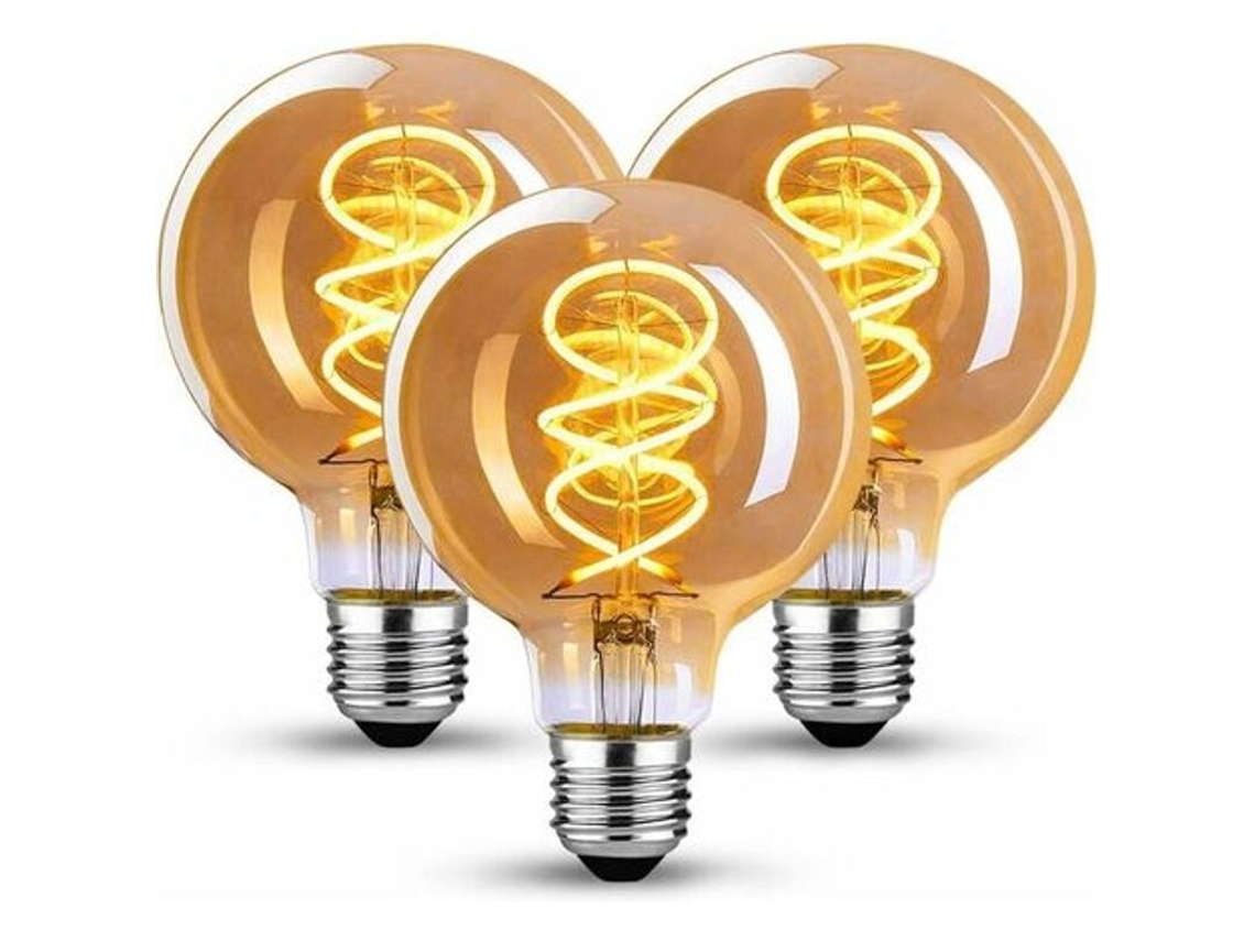 Bombilla Led Vintage E27 4w Luz Cálida 2200k Para Hogar, Cafetería Y Bar - 3 Unidades (g80)