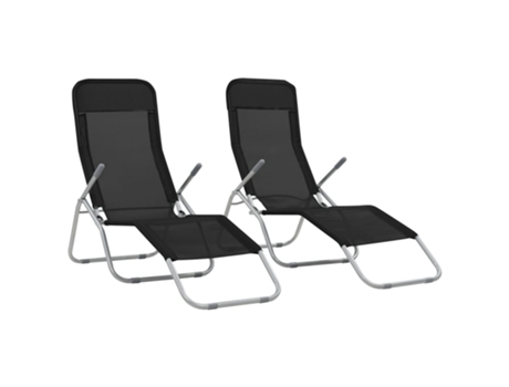 MAISON EXCLUSIVE Tumbonas plegables 2 unidades textilene negro