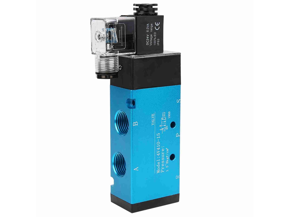 Válvula Solenoide De Aire De 5 Vías Y 2 Posiciones 4v410-15, 50 Mm, 0,15~0,8 Mpa, Ip65, 24 V Cc