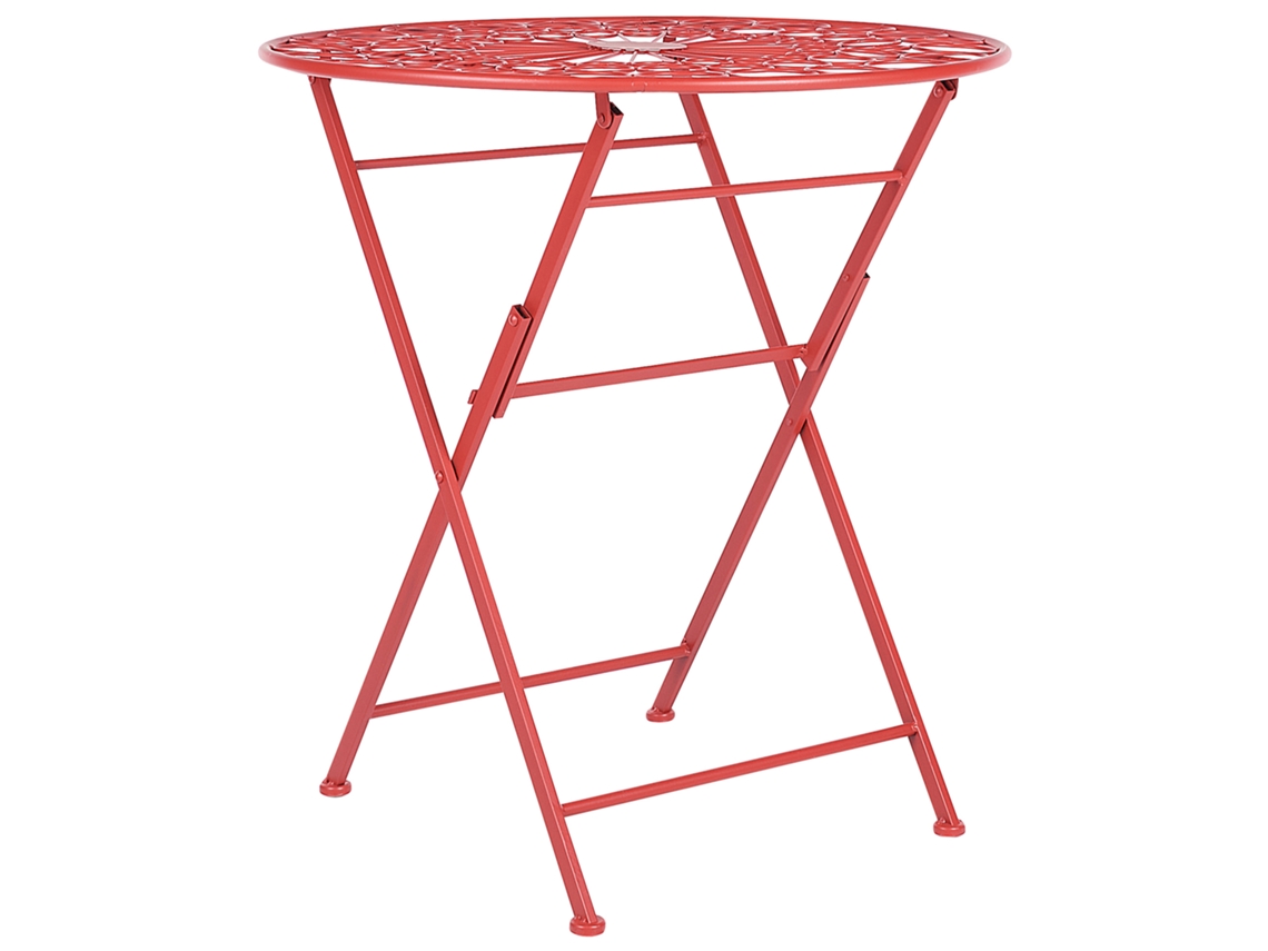Mesa de jardín BELIANI Scario de Hierro Rojo 70x70x75