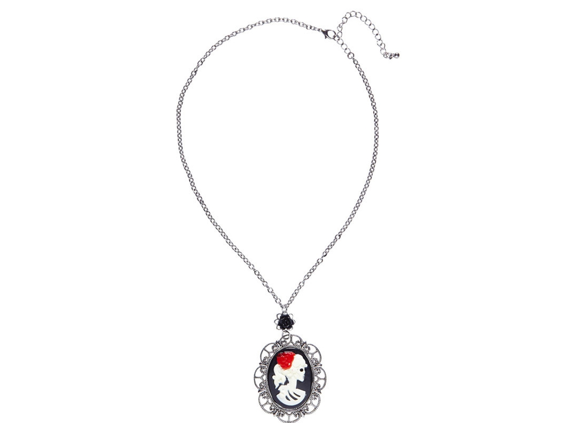 Collar WIDMANN calavera y medallón de rosa negra