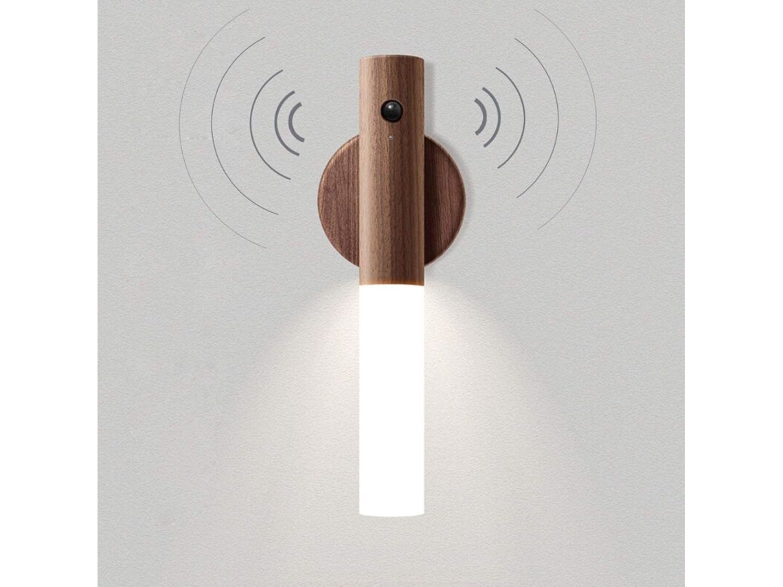 Lámpara De Pared Led De Madera Con Sensor De Movimiento Inalámbrico, R