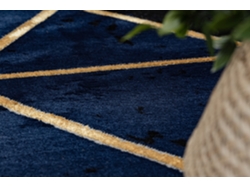 Alfombra Emerald Exclusivo 1020 Glamour, Elegante Mármol, Triangulos Azul Oscuro/Oro (120 x 170 cm)